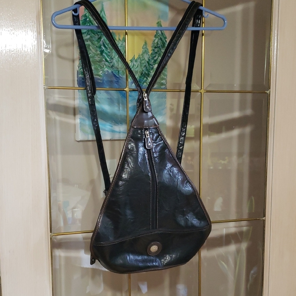 Mouflon Vintage Leather Purse/Backpack.  Black/Brown.